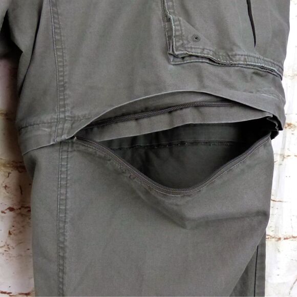 Columbia VTG Y2K Convertible Cargo Pants Mens 36X30 Olive Green Zip Off Cotton - Picture 7 of 13